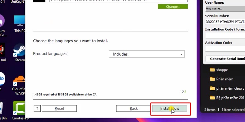 bấm Install Now