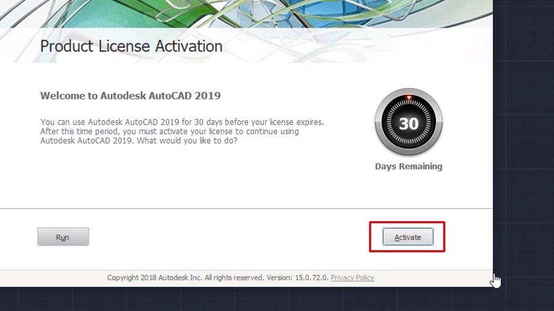 Bấm vào Activate