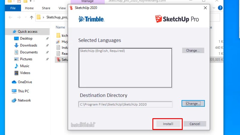 Bấm vào install