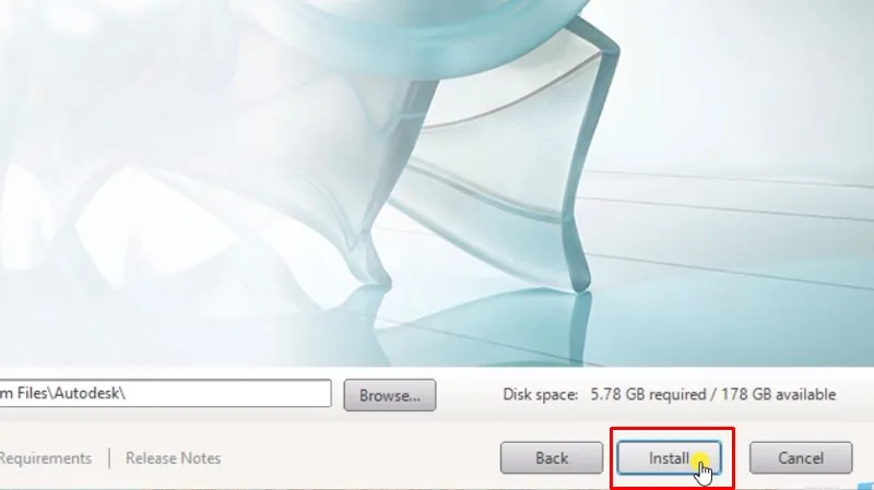 Bấm Install