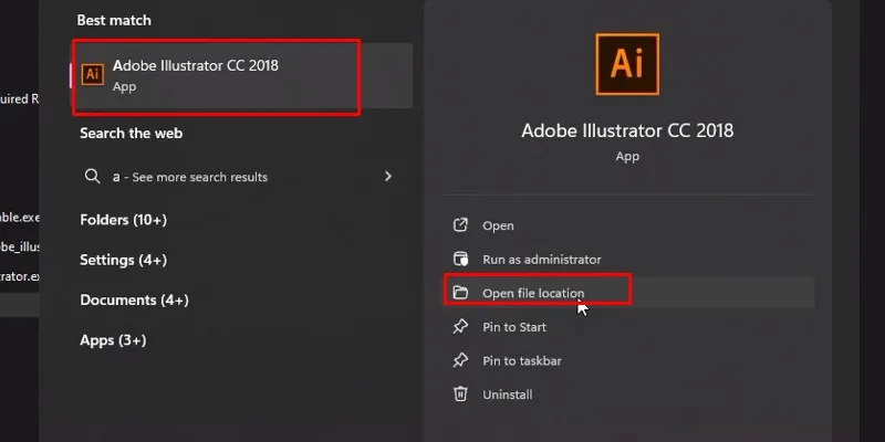 Chọn Open file location