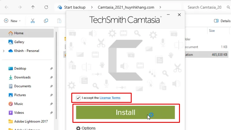 Tích như hình và bấm Install