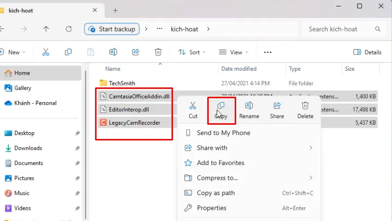 Copy 3 file như hình