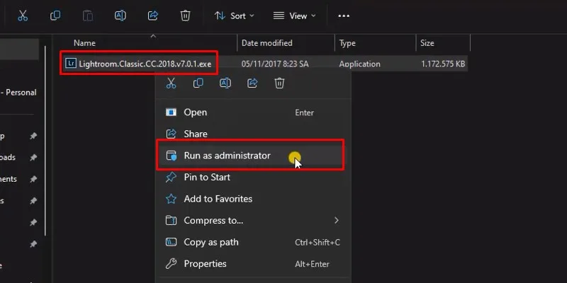 Lightroom 2018: Hướng Dẫn Cài Đặt 12 chuột phải vô file cài đặt và chọn Run As Admin