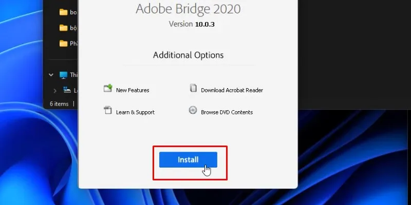 bấm vào Install
